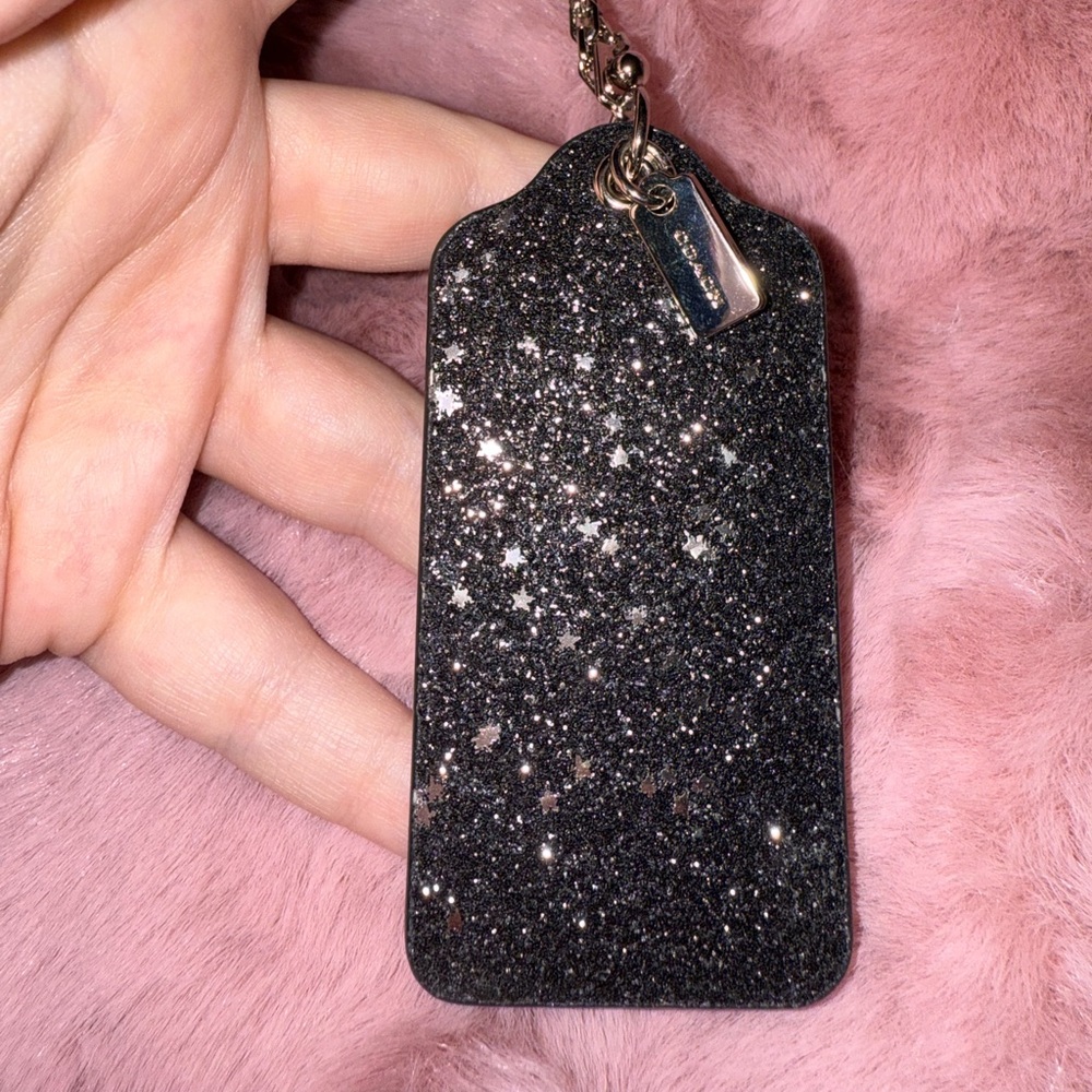 Coach Black Glitter Hangtag w/ Silver Stars
